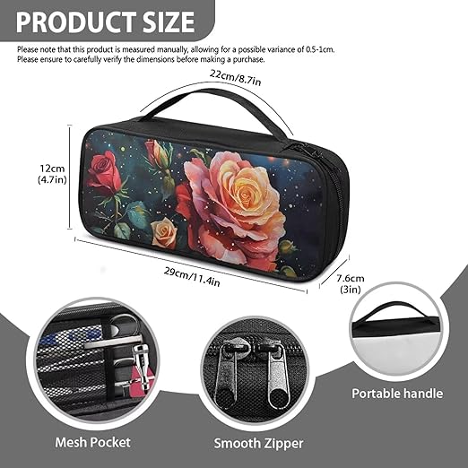Gomyblomy Portable Stethoscope Case with Extra Room and Handle for Nurse and Doctors, Vintage Roses Print Stethoscope Holder Storage Bag Compatible with Most Stethoscopes