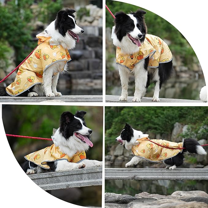 MAMORE Dog Raincoat, Waterproof Rain Jacket with Hood for Small Medium Large Dogs and Puppies, Packable Dog Poncho, Reflective, Adjustable (Yellow Duck, Small)