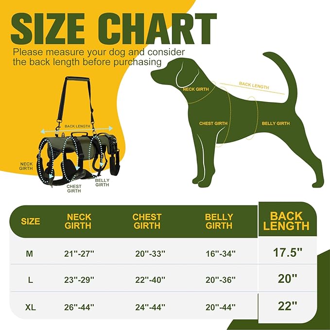 BINGPET Dog Lift Harness for Medium Dogs,Full Body Support Rehabilitation Dog Sling Carrier with Handles,Reflective Multifunctional Mobility Assistance Vest for Senior Pets Joint Injuries,Arthritis,M