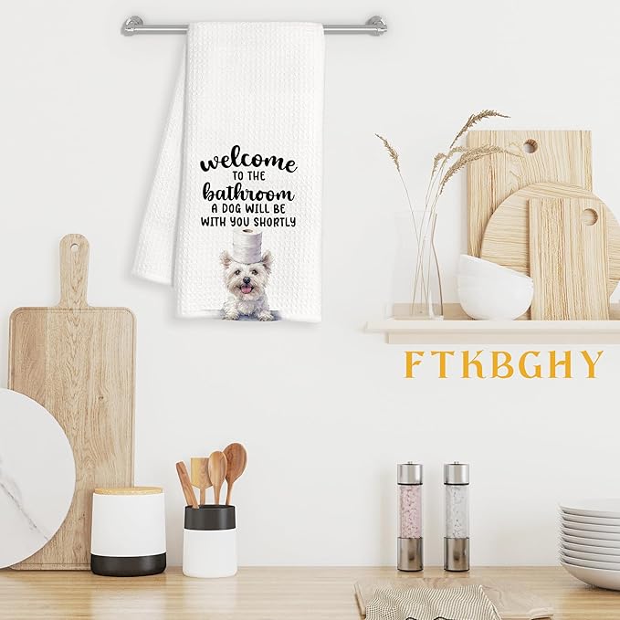 Funny West Highland White Terrier Dog Hand Towels for Bathroom Decor, Westie Gifts, Dog Lover Owner Gifts Decorative Hand Towels for Bathroom Restroom Room, 16x24 Inch