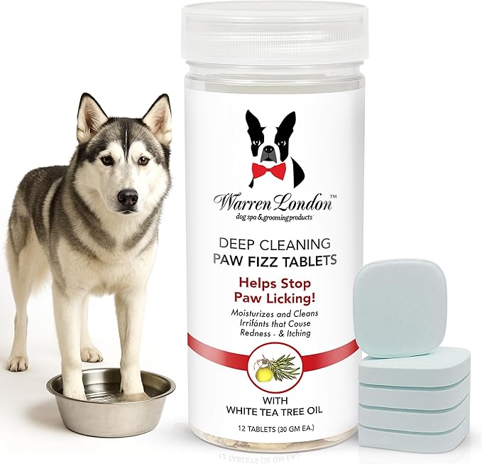 Warren London Pawdicure Gift Box for Dogs – 8-Piece Luxury Paw Spa Set w/Paw Sani Scrub, Fizz Soak, Grapeseed Oil, Hydrating Butter Balm, Paw Defense Wax, Nail File & 2 Quick-Dry Nail Polish Pens