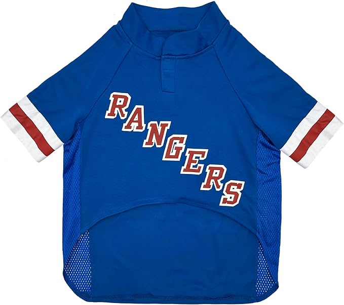Pets First NHLPA Adam Fox Mesh Jersey for Dogs & Cats, New York Rangers Foxy-23 Dog Jersey, Size Large, Licensed Dog Jersey with Your Favorite Hockey Team Player