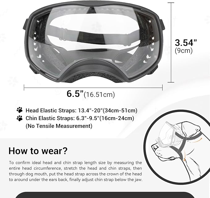 Enjoying Clear Dog Goggles for Large Dogs, Dog Sunglasses Medium Large Breed, Summer UV Pet Eye Protection, Winter Pet Snow Goggles, Transparent