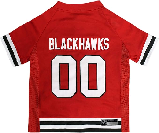Pets First NHL Chicago Blackhawks Jersey for Dogs & Cats, X-Small. - Let Your Pet Be A Real NHL Fan!