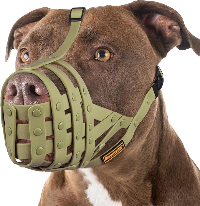 Mayerzon Pitbull Muzzle for Large Medium Sized Dogs to Prevent Biting Scavenging, Basket Muzzle for Rottweiler Staffordshire Terrier in Grooming Training, Allow to Pant Drink, Lightweight and Sturdy