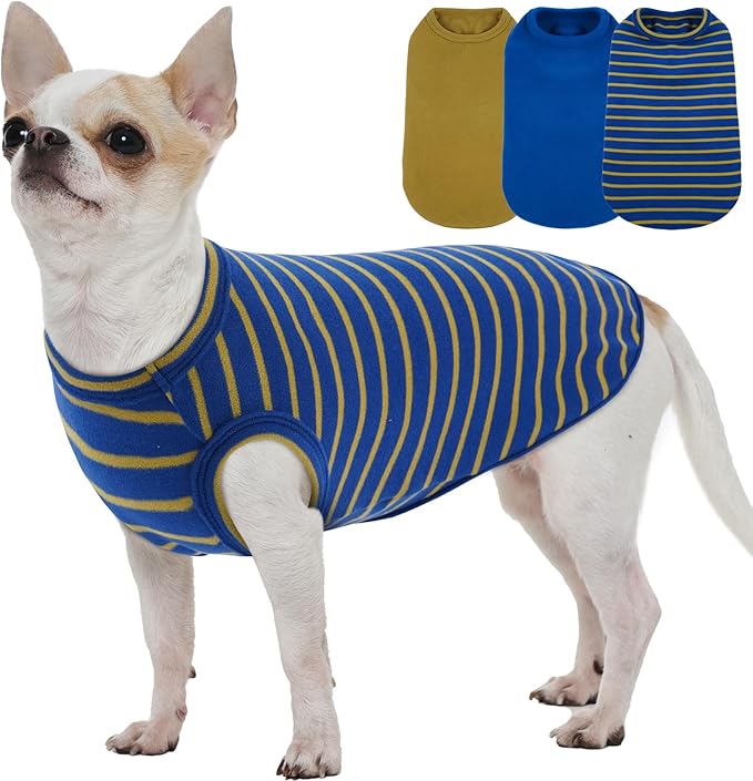 3 Pack Fleece Sweaters for Small Dogs -Blue-S, Classic Pullover | Stretchy Chihuahua Sweatshirt,Lightweight Breathable for Outdoor Walks,Soft Warm Homewear