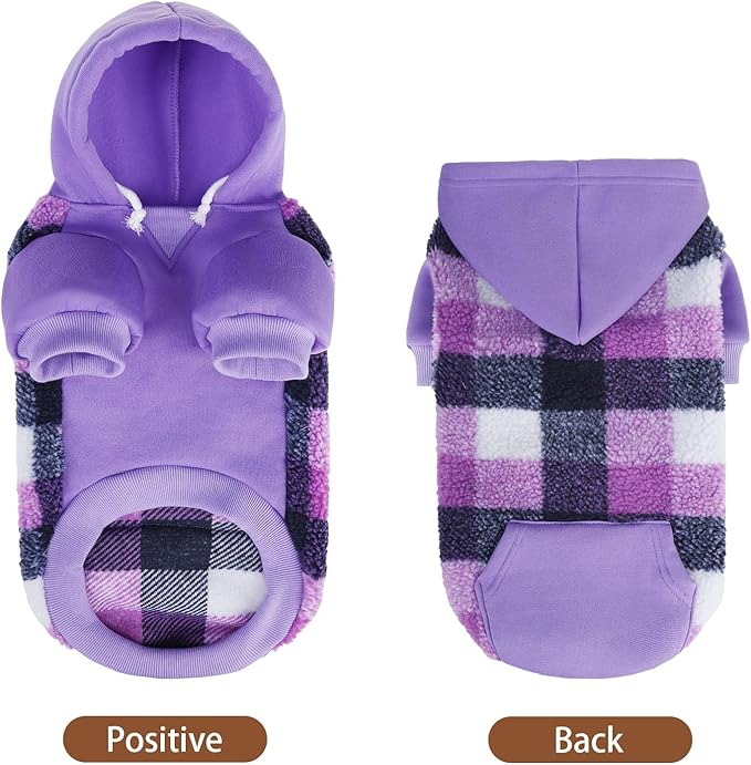 PUPTECK Dog Hoodie Puppy Sweatshirt Warm Dog Sweater Winter Clothes Cold Weather Coats for Small Medium Large Dogs, Purple, XL