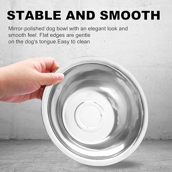 12 Pcs 8 Cup Metal Dog Bowls Travel Kennel Food and Water Dish for Medium Large Size Dogs Cats, 64 Oz Thickened Stainless Steel Bowls