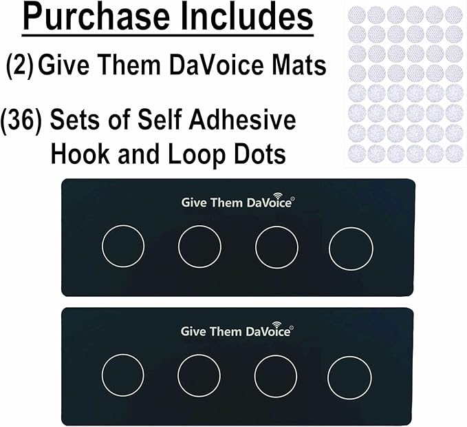 DaVoice Dog Communication Buttons Mat & 36 Adhesive Dots (8 Circles) Pet Talking Buttons Training Mat, Dog Word Buttons Training Mat, Dog Buttons for Communication Board (2 Mats, Buttons Not Included)