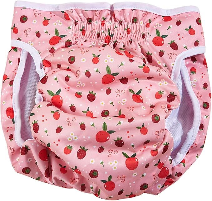HDKUW Female Dog Diaper, Cute Washable Sanitary Pantie Reusable Puppy Sanitary Pants Pet Underwear Diapers Jumpsuits for Dogs Girl in Heat Period Apple XS