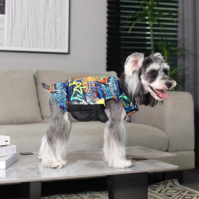 CuteBone Winter Dog Coat - Waterproof Windproof Reversible Jacket - Thick Adjustable Dog Cold Weather Coats - Soft Winter Coat with Leash Hole - Small to Large Size GMF32XL