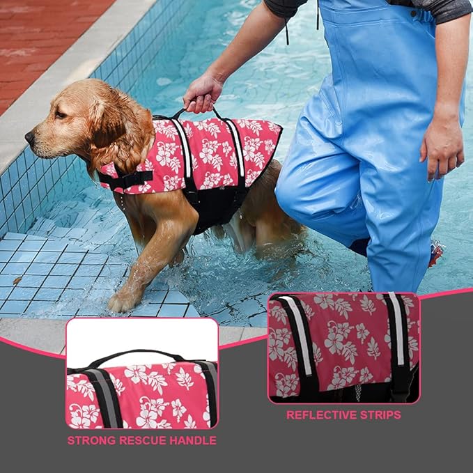 Doglay Dog Life Jacket, Dog Life Vest for Swimming Boating, Adjustable Puppy Life Jacket with Reflective Stripes, Superior Buoyancy Dog Swimming Vest for Small Medium and Large Dogs