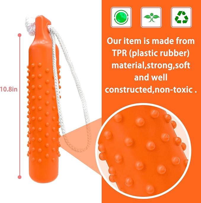 BINGPET Dog Float Bumper Toy,10.8 Inch Large Training Dummy Retrieving Bumpers Summer Pool Toy Tug Game for Large XL Dogs Retriever(Orange)