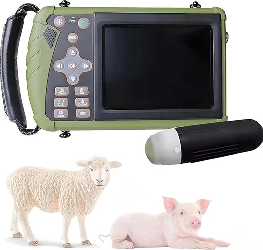 Animal Portable B-Ultrasound Scanner, Veterinary Pregnancy Diagnostic with 3.5 Mhz Convex Probe for Sheep Dog Cat and Pig Estimate The Number of Fetuses, Fetal Heart Beat