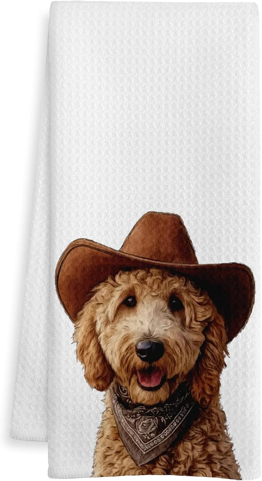 Goldendoodle Gifts Kitchen Towels, Goldendoodle Decor Dish Tea Towel for Kitchen, Funny Golden Doodle Dog Hand Towels for Bathroom Decor, Dog Lover Mom Gifts, 16x24 Inch