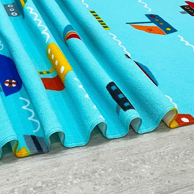 YIFONTIN Microfiber Beach Towels Velour Throw Blanket Super Soft Absorbent 27.5"x55" for Kids Bath Camping Sports Swimming Pool, Vessel.