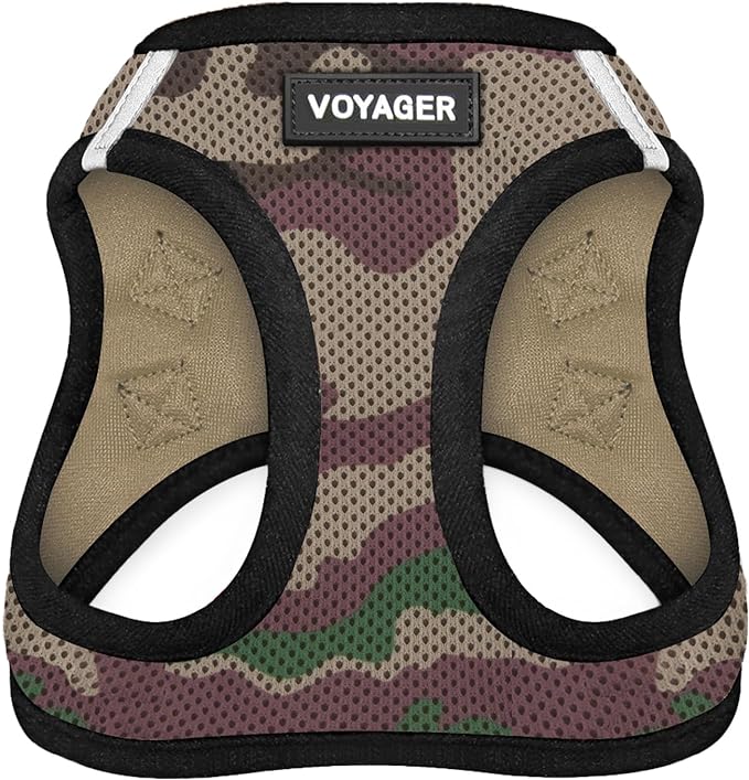 Best Pet Supplies Voyager Step-in Air Harness - All Weather Mesh, Reflective, No Pull Harness for Dogs, Cats - Secure with Hook & Loop Fastener, Buckle, Double D-Rings - Army/Black Trim, XXXS