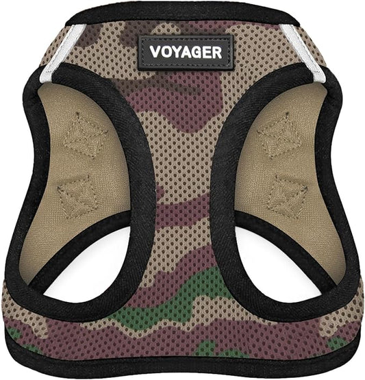 Best Pet Supplies Voyager Step-in Air Harness - All Weather Mesh, Reflective, No Pull Harness for Dogs, Cats - Secure with Hook & Loop Fastener, Buckle, Double D-Rings - Army/Black Trim, XL
