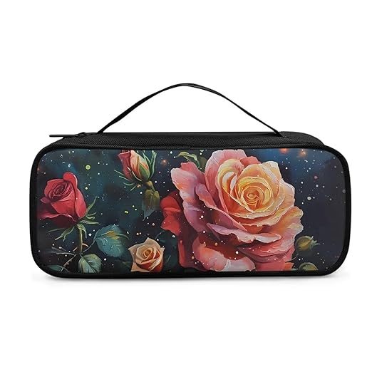 Gomyblomy Portable Stethoscope Case with Extra Room and Handle for Nurse and Doctors, Vintage Roses Print Stethoscope Holder Storage Bag Compatible with Most Stethoscopes