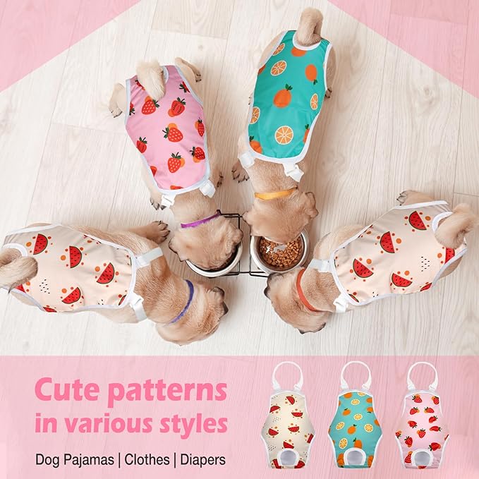 3 Pack Washable Female Dog Diaper Onesie Sanitary Pantie with Adjustable Suspender, Reusable Fixed Doggie Diapers, Super Absorbent Leakproof for Small Medium Large Dog in Heat Cycle