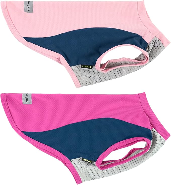 Fitwarm 2 Pack UPF 50+ UV Sun Protection Dog Shirt, Lightweight Breathable Cooling Vest, Quick Dry Dog Summer Clothes for Small Dogs Boy Girl, Reflective Label Pet Cat Outfit, Pink, Large