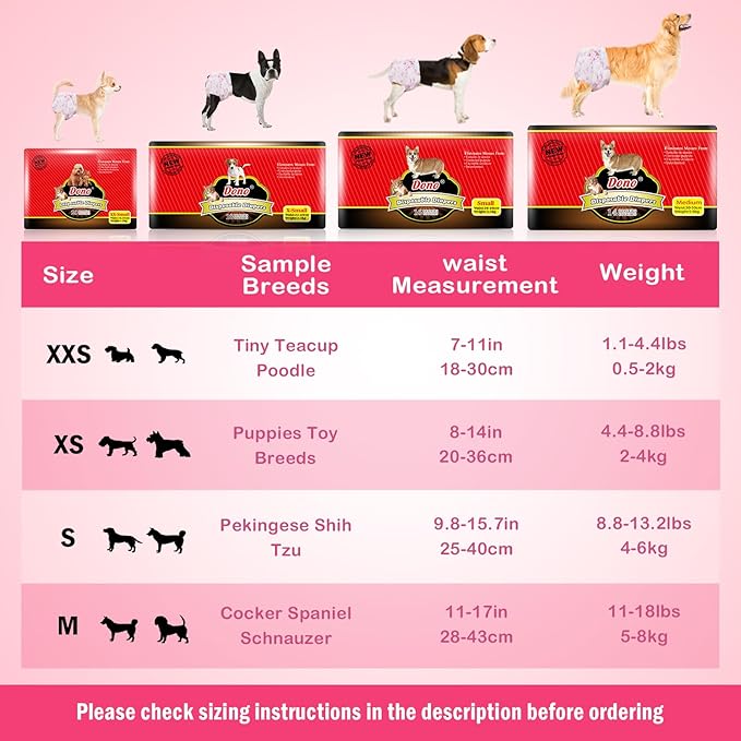 Dono Disposable Doggie Diapers Female Cute Girl Doggy Super Absorbent Soft Heating and Pee Puppy Diapers Female Liners, 28pcs Medium Diapers for Dogs and Cats