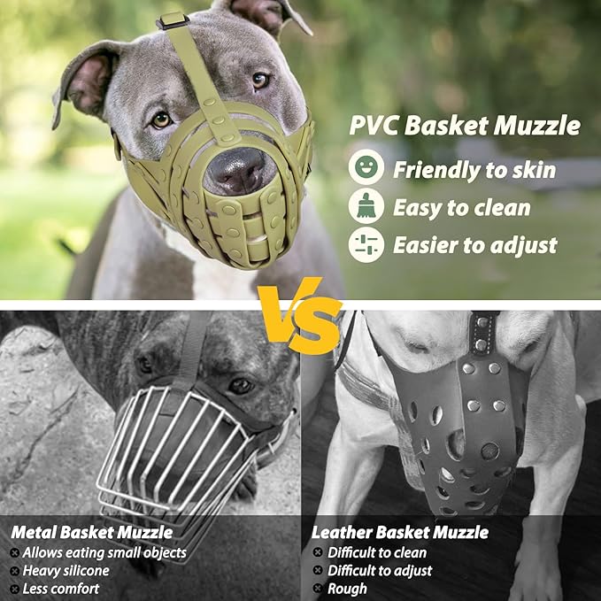Mayerzon Pitbull Muzzle for Large Medium Sized Dogs to Prevent Biting Scavenging, Basket Muzzle for Rottweiler Staffordshire Terrier in Grooming Training, Allow to Pant Drink, Lightweight and Sturdy