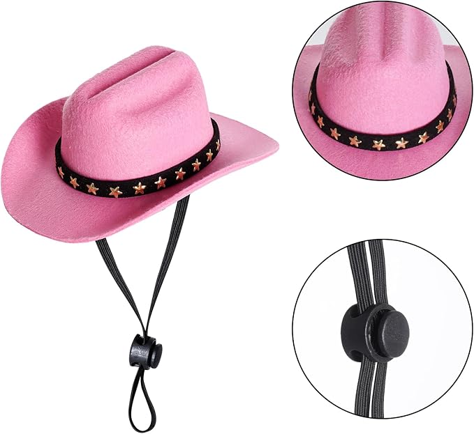 choyaxo Pet Cowboy Costume Cosplay Cap Halloween Costumes for Dogs Cat Pet Party Decoration Mini Cowboy Hat (Pink, Large)