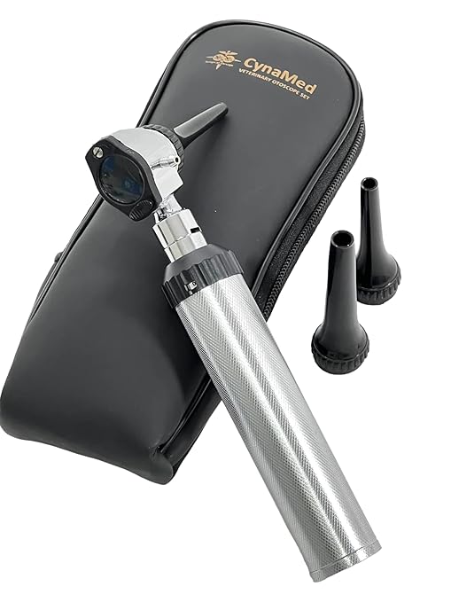 ArtLaB-Premium Veterinary Otoscope Set Kit Veterinary Diagnostic Set Instrument with Reusable Ear Speculas Set -Veterinary Diagnostic Otoscope Set and Hartman Speculum (Vet Pouch Otoscope)