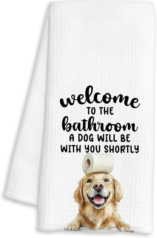 Funny Golden Retriever Hand Towels for Bathroom Decor, Golden Retriever Gifts for Women Men, Dog Lover Gifts Decorative Hand Towels for Bathroom Restroom Room, 16x24 Inch