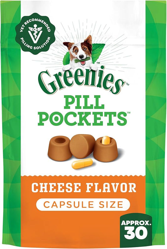 Greenies Pill Pockets for Dogs Large Size, Dog Treat Pouch for Capsule Medication, Cheese Flavor, 7.9 oz. Pouch