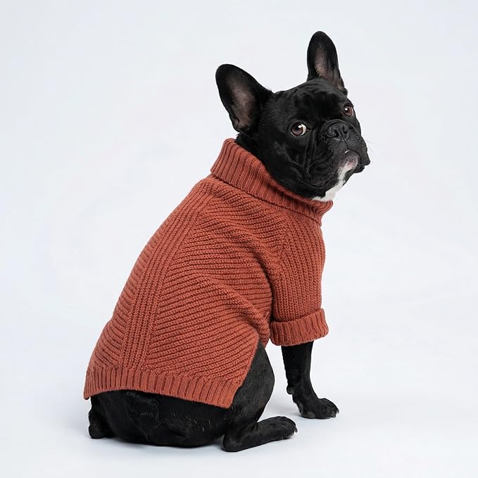 Fitwarm Thermal Knitted Dog Sweater Doggy Winter Coat Pet Clothes Doggie Turtleneck Jacket Puppy Outfits Cat Sweatsuit Red Medium