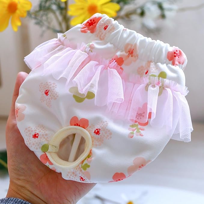 Dog Reusable Diapers Female Comfortable Reusable Dog Diapers for Girl Dog Diapers for Heat Dog Period Panties Girl Dog Diapers Washable Puppy Diapers Breathable Pet Physiological Pants Pink Flower S