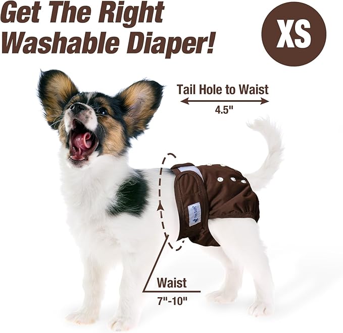 Pet Soft Washable Female Diapers (3 Pack) Female Dog Diapers, Comfort Reusable Doggy Diapers for Girl Dog in Period Heat (Deep Set, XS)