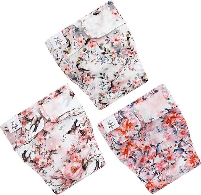 CuteBone Washable Dog Diapers Female No Tail Hole 3 Pack Reusable Doggie Period Training Pants for Docked-Tail Frenchie French Bulldog Boston Terrier Without Tail WWD30M