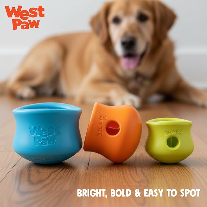 WEST PAW Zogoflex Toppl Interactive Treat Dispensing Puzzle Dog Toy for Mental Stimulation & Enrichment-Holds Kibble & Treats-Lickable, Freezable & Dishwasher Safe-Made in USA-Small-River