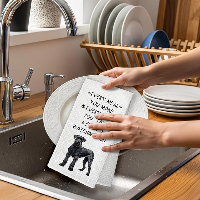 Funny Schnauzer Dog Kitchen Towels, Schnauzer Gifts for Dog Owners Lovers Women Hand Towel, Every Meal You Make Decorative Tea Dish Towels for Kitchens, SchnauzerDog Kitchen Decor, 16x24in
