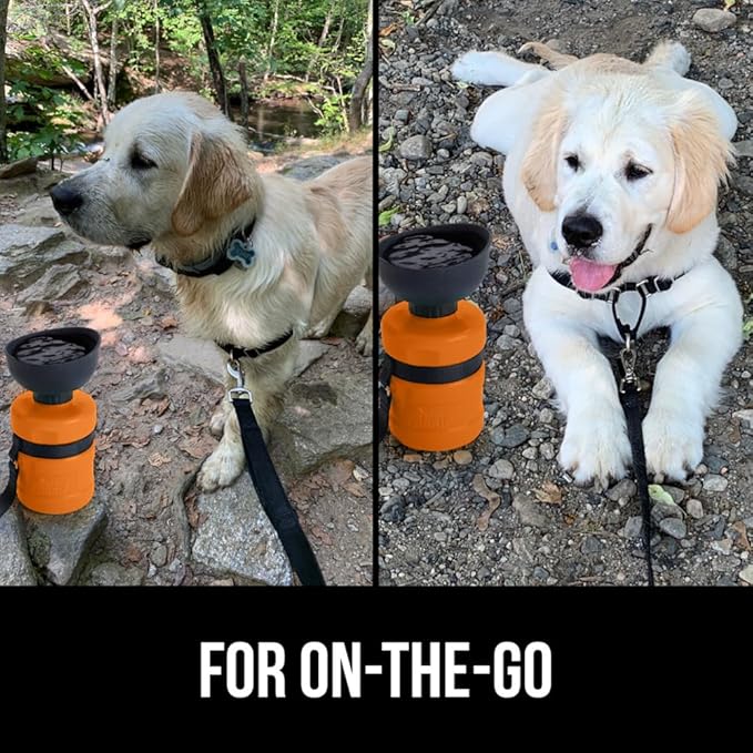 GORILLA GRIP Dog Water Bottle, Portable Water Bowl Dispenser for Dogs, 12 oz Leak Proof Pet Travel Squeeze Bottles, Food Grade Silicone, to Go Puppy Essentials, Hiking Camping Trip Accessories, Coral