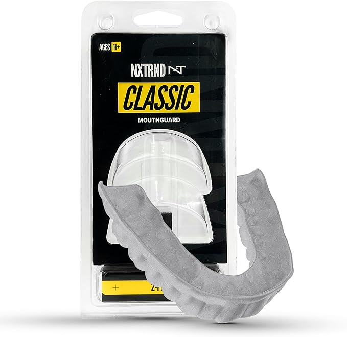 2 Pack Nxtrnd Classic Mouthguard, Custom Fit Sports Mouthpiece for Football, Boxing, MMA, Basketball, Hockey, Lacrosse, Youth & Adult (Silver)