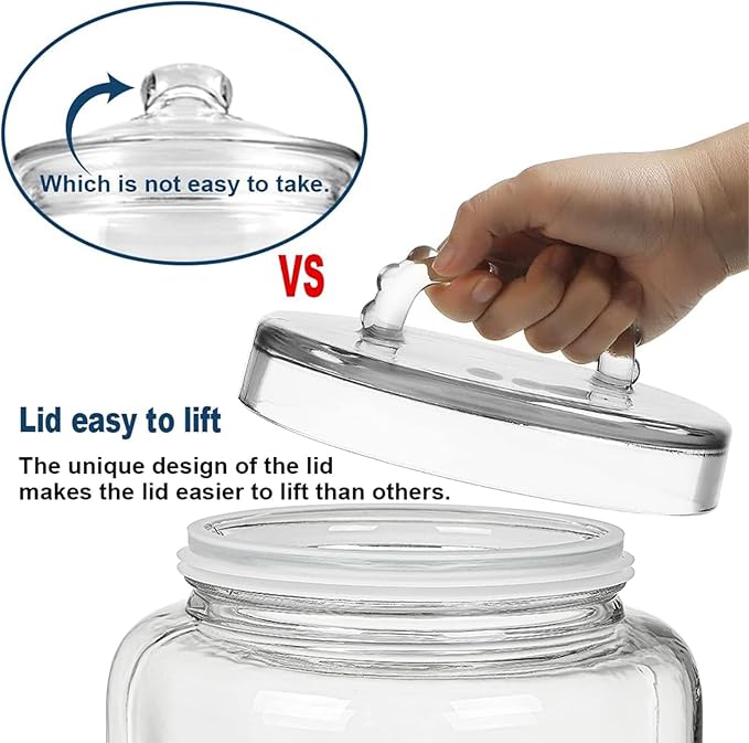 3 Gallon Glass Jar with Lid, Wide Mouth Large Glass Canister with lid, Super Large Cookie Jar for Food Storage, Sugar, Flour, Cookies,Dog Treats