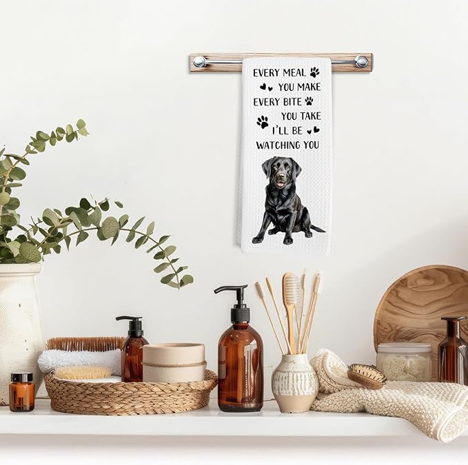 Black Lab Gifts Dog Kitchen Towels, Labrador Retriever Gifts Hand Towel, Funny Every Meal You Make Decorative Tea Dish Towels for Kitchens, Black Labrador Retriever Dog Kitchen Decor, 16x24in
