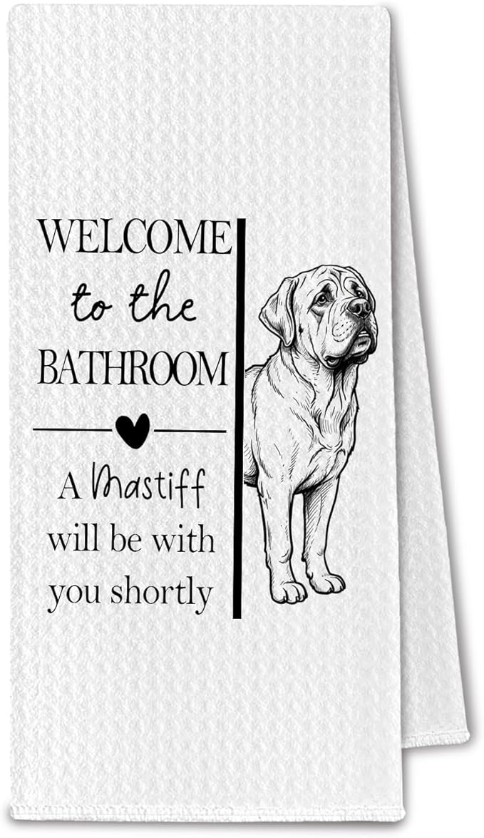 Mastiff Gifts Bathroom Hand Towels, Mastiff Dog Owner Lovers Gifts for Women, Funny Dog Decorative Hand Towel for Bathroom Kitchen Decor, 16x24 Inch