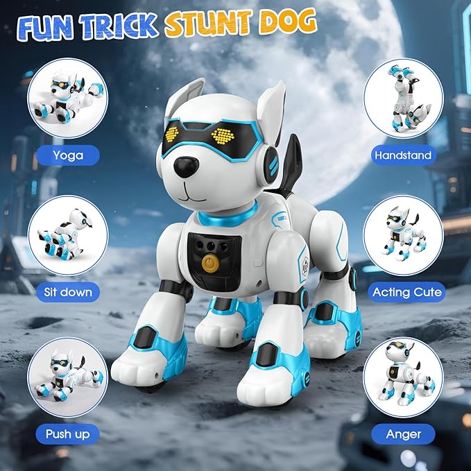 Robot Dog for Kids, Remote Control Dog with Voice Touch Interaction and lmitation Show, Programmable Gesture Sensing Dog Robot, Singing, Dancing, Talking, Smart Stunt Robot Dog Toy Gift for Boys Girls