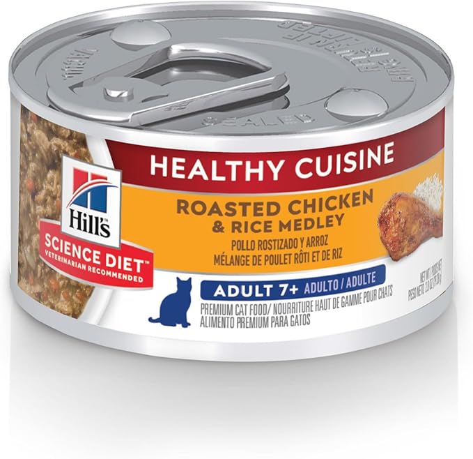 Hill's Science Diet Adult 7+ Healthy Cuisine Wet Cat Food, Roasted Chicken & Rice, 2.8 oz. Cans, 24-Pack