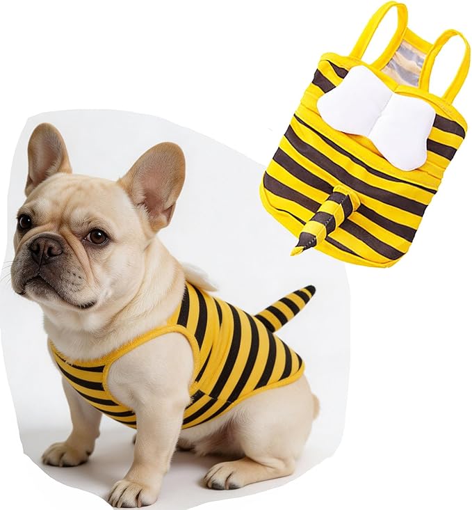 Funny Doggie Swimwear Bikini Summer Dog Clothes Beach Swimsuit Puppy Bathing Suit Puppy Vest Cooling Pet Shirt for Small Dogs, Cat Apparel (Small, Yellow Bee)