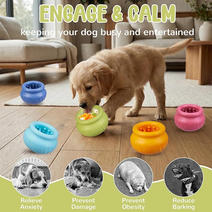 Wobbly Dog Enrichment Lick Toy, Stuffable Frozen Lick Bowl to Keep Dogs Busy, Long-Lasting Interactive Treat Dispensing Dog Toy, Silicone Fetch Catch Chew Toy(Green,M)