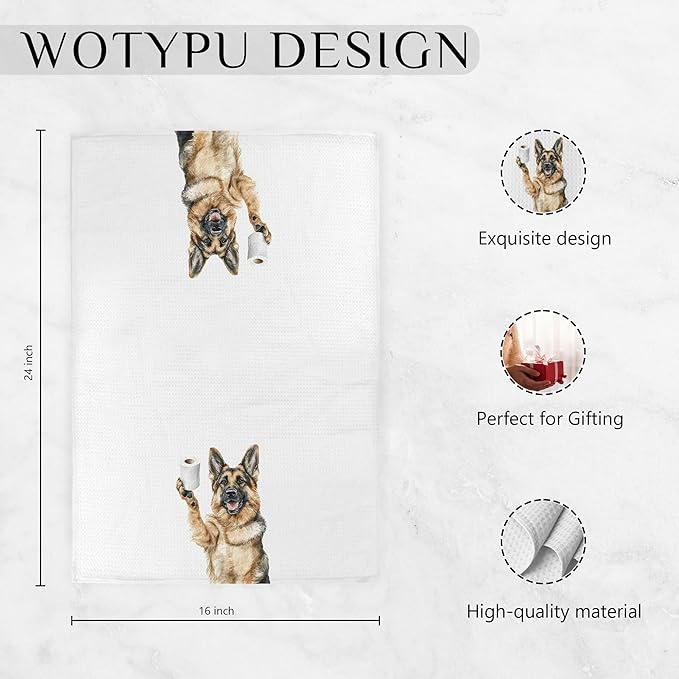 Funny German Shepherd Gifts Bathroom Hand Towels, German Shepherd Dog Lovers Gifts Decorative Hand Towels for Kids Guest Bathroom Washroom Half Bath, 16X24 Inch