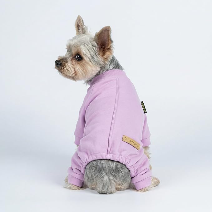 Fitwarm 2 Pack Lightweight Fleece Dog Pajamas, Warm Winter Dog Clothes for Small Dogs Boy Girl, Cozy Pet Onesie with Feet, Violet Purple, Small
