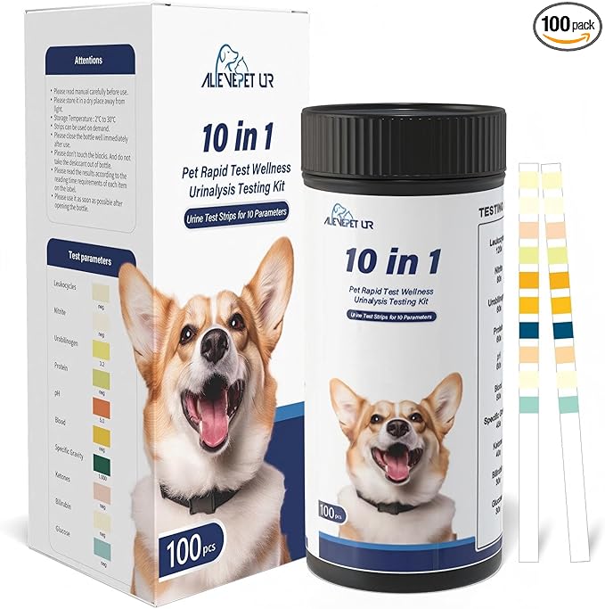 Reagent Strips for urinalysis Cat & Dog Urine Test Strips 10-Parameter 100ct, Diabetes, Blood Ketone, UTI, Glucose, Nitrite, Specific Gravity, pH, Protein, Leukocycles & More.1 Pack