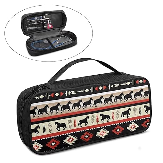 Gomyblomy Aztec Horse Stethoscope Carrying Case for Nurses and Doctors, Shockproof Stethoscope Case with Extra Room for Classic III, Lightweight II S.E. Stethoscopes and More